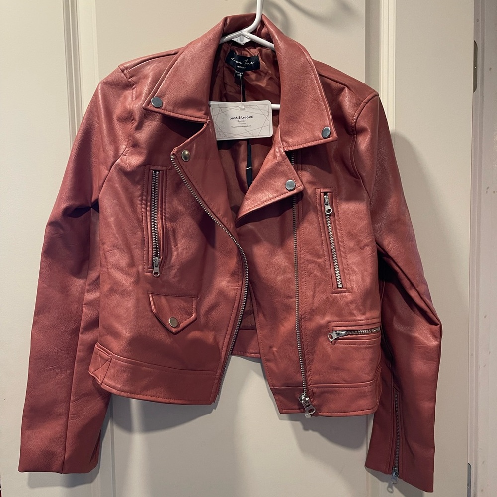 Mauve Faux Leather Jacket